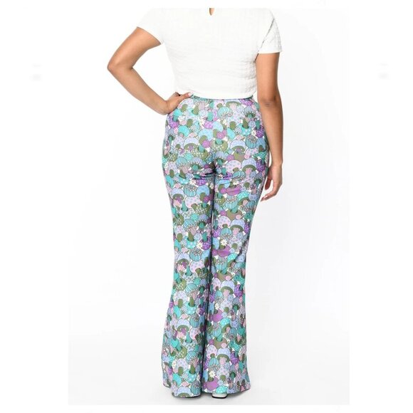 SMAK PARLOUR NWT Groovy Mushrooms Flare Pants Size 4X Stretch Bell Bottoms - Picture 3 of 10